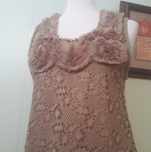 Pretty angel linen layered lace tunic top sz small *D4 - Picture 7 of 11